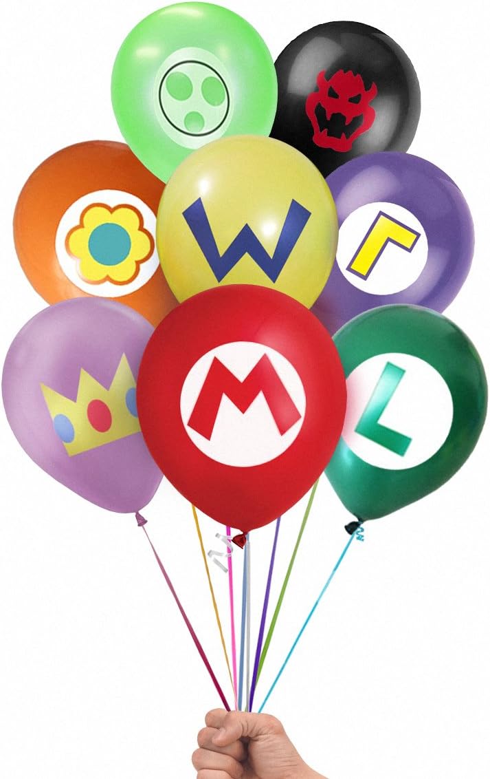 Super Mario Brothers Emblem 24 Count Party Balloon Pack - Large 12" Latex Balloons