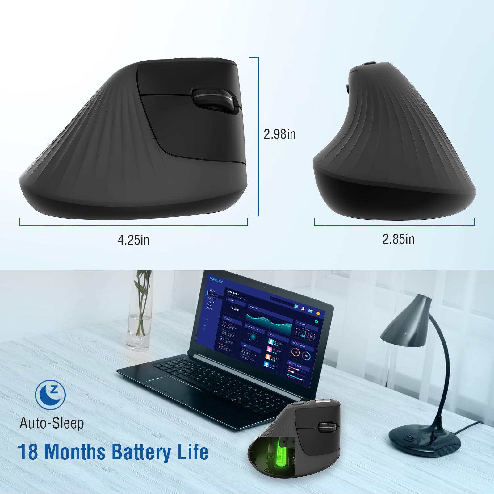 EDJO Wireless Ergonomic Mouse, 2.4GHz Wireless Vertical Mouse