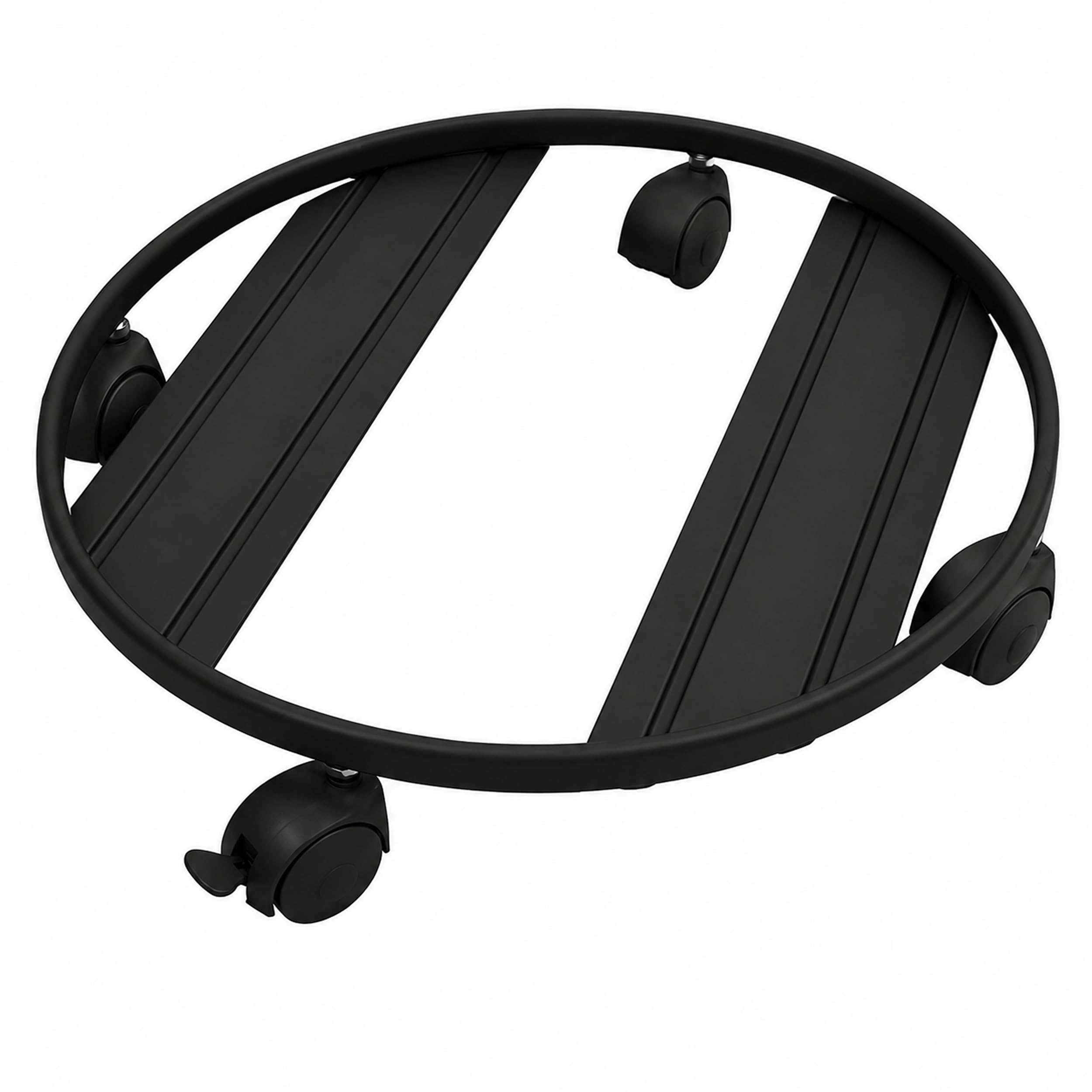 Tecnokit Carrello Portavasi Circolare O 30 cm Nero | Sottovaso con Ruote in Acciaio | Uso Interno ed Esterno | Made in Italy
