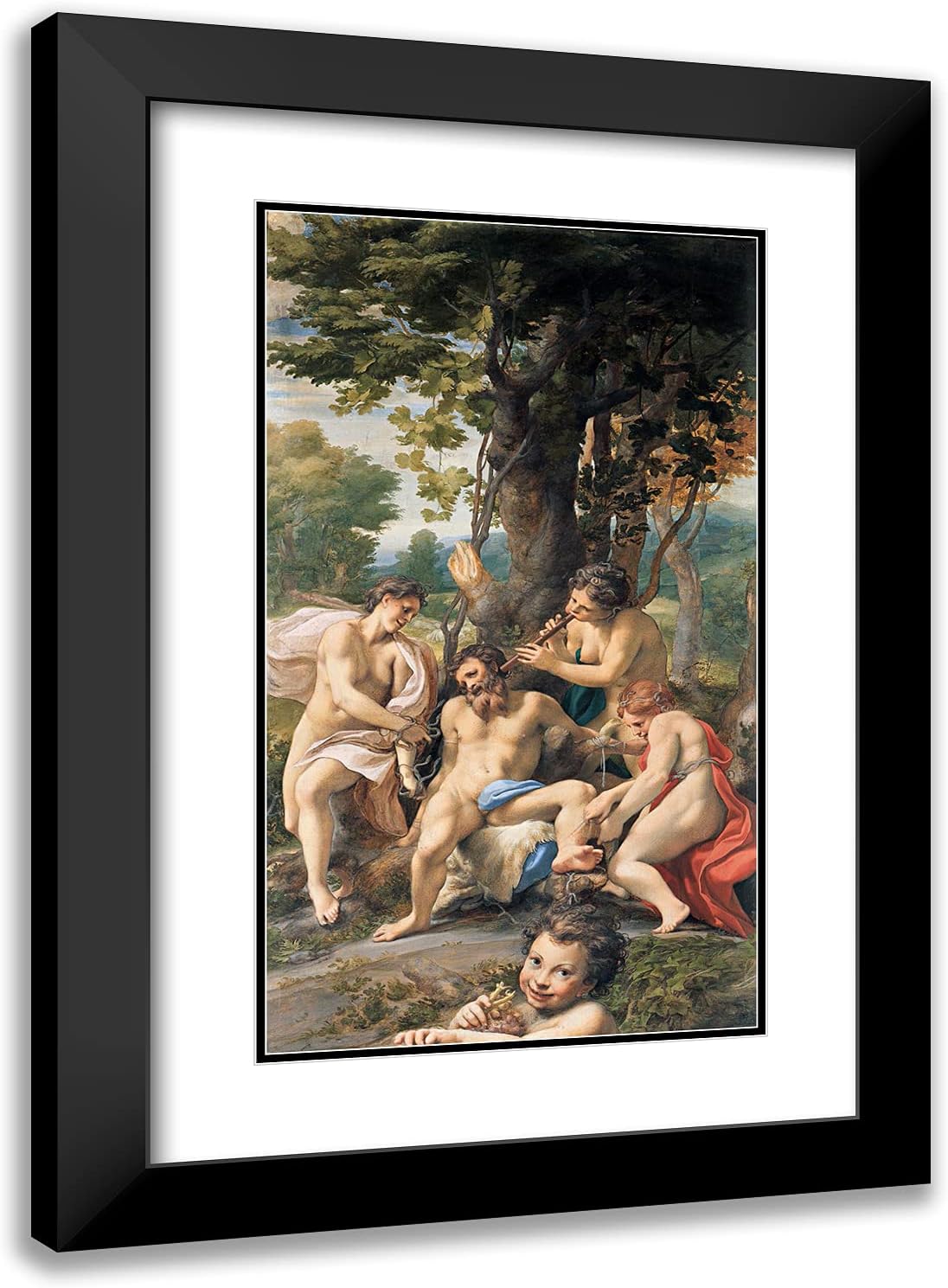 ArtDirect Correggio 17x24 Gold Ornate Framed Art Print with Double Matting Titled: Allegory of the Vices
