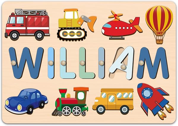 OELTTG Name Puzzle for Kids Personalized, 1st Birthday Girl and Boy,Custom Baby Easter Gifts with Engraved Text on Back,