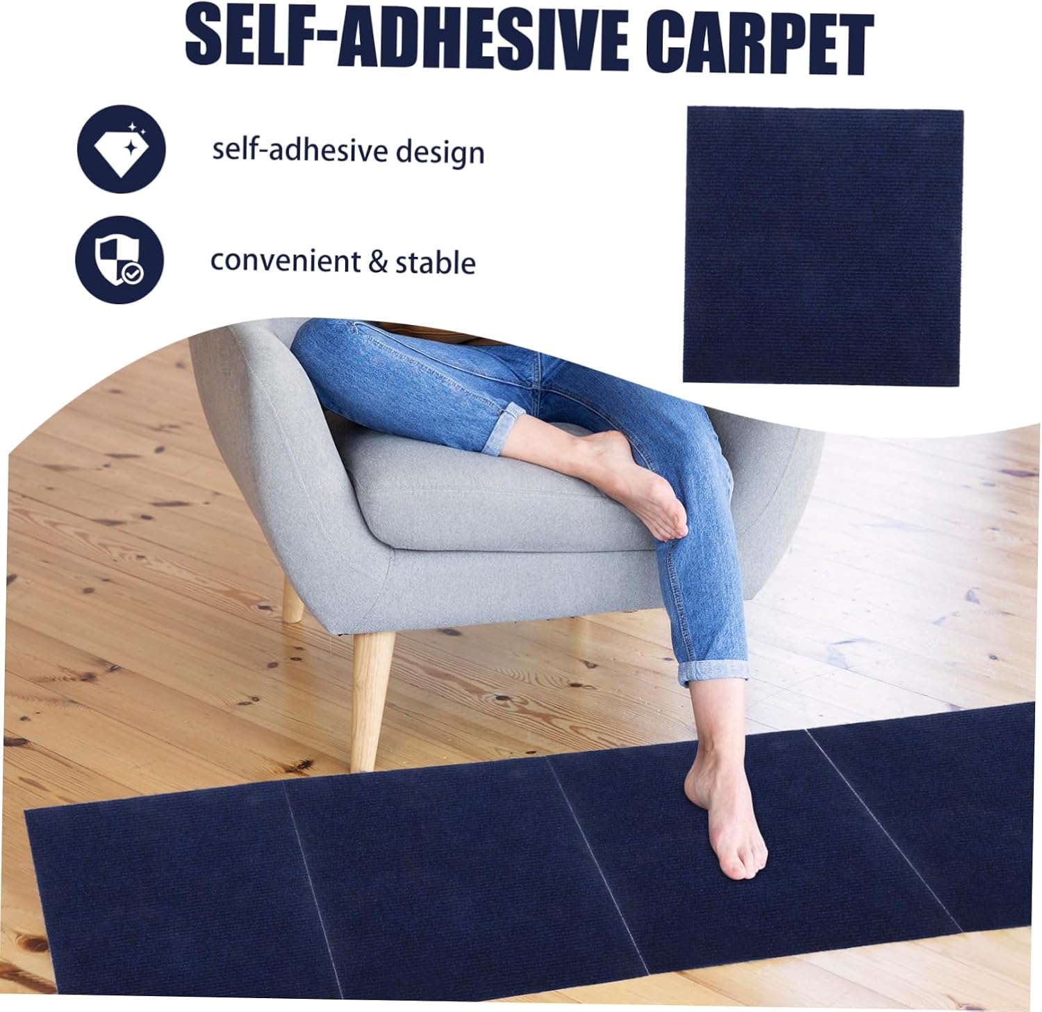 10pcs Self-Adhesive Peel and Stick Tile Floor Stickers Anti-Slip Floor Mats for Kitchen Easy Cleaning Removable Stickers