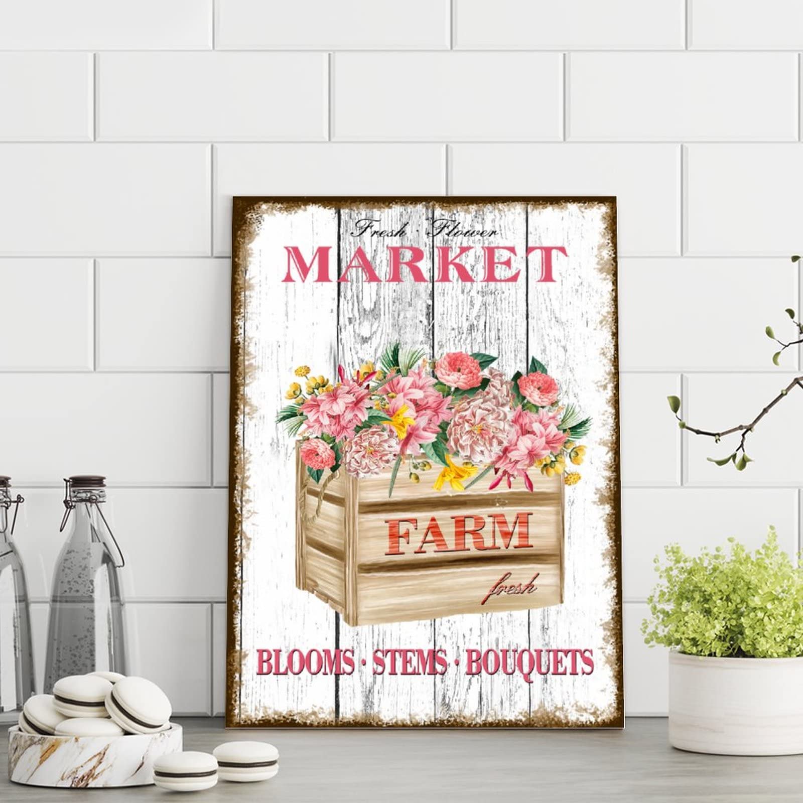 Amazon.com: Farm Fresh Flower Market Wood Sign Spring Fresh