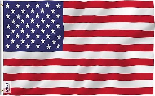 Vista 15 de Anley Fly Breeze - Bandera de Estados Unidos de poliéster de 3 x 5 pies, color vívido y resistente a la decoloración UV, cabecera de lona y doble