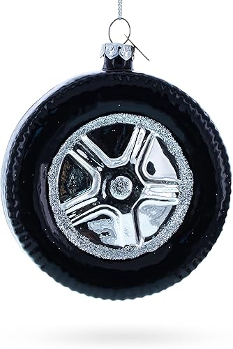 BestPysanky Adorno de Navidad de cristal negro para rueda de coche
