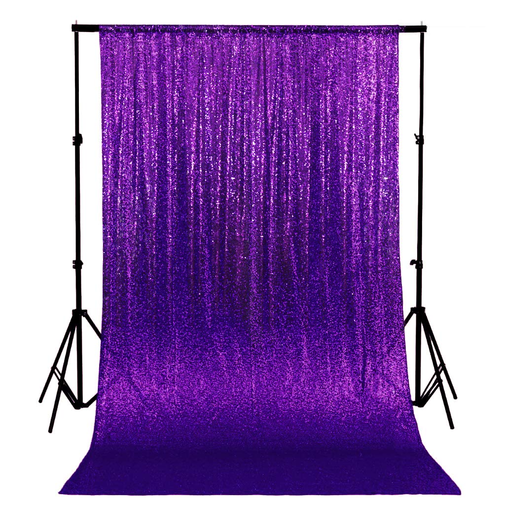 AMZLOKAE Sequin Backdrop Purple 4FTx8FT Shimmer Backdrop Drapes Glitter Backdrop for Photo-Shot Sparkle Backdrop for Wedding