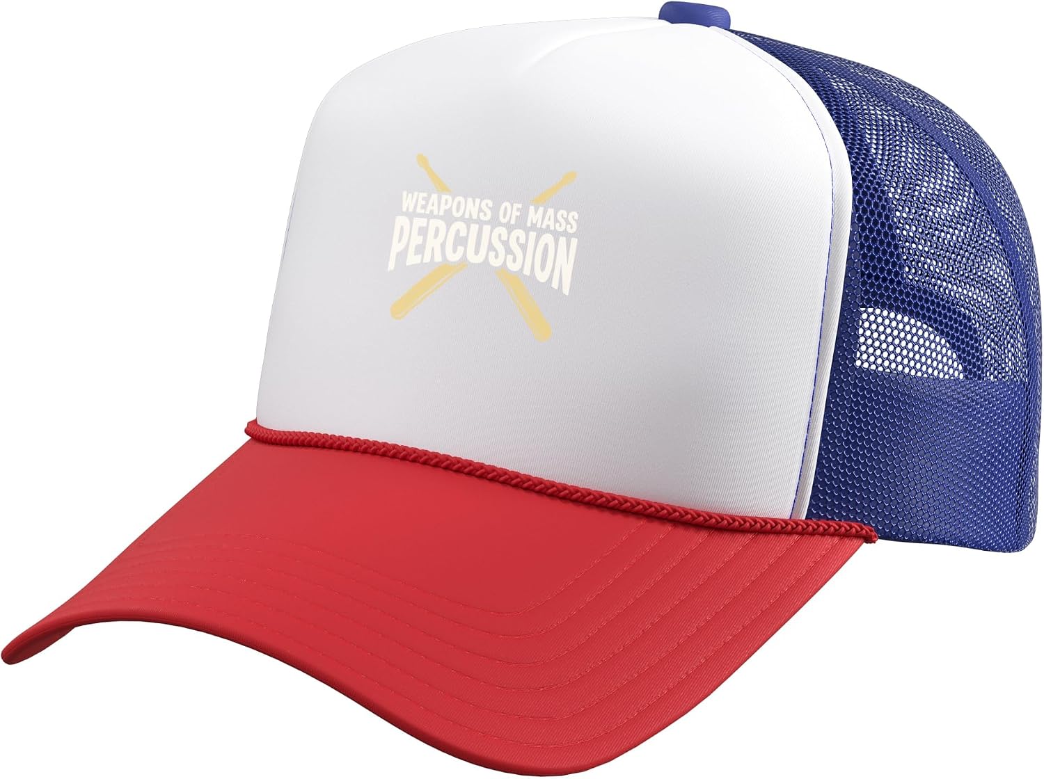 Weapons of Mass Percussion Drummer Drum Set Musician Music Trucker Hat with Adjustable Mesh Back
