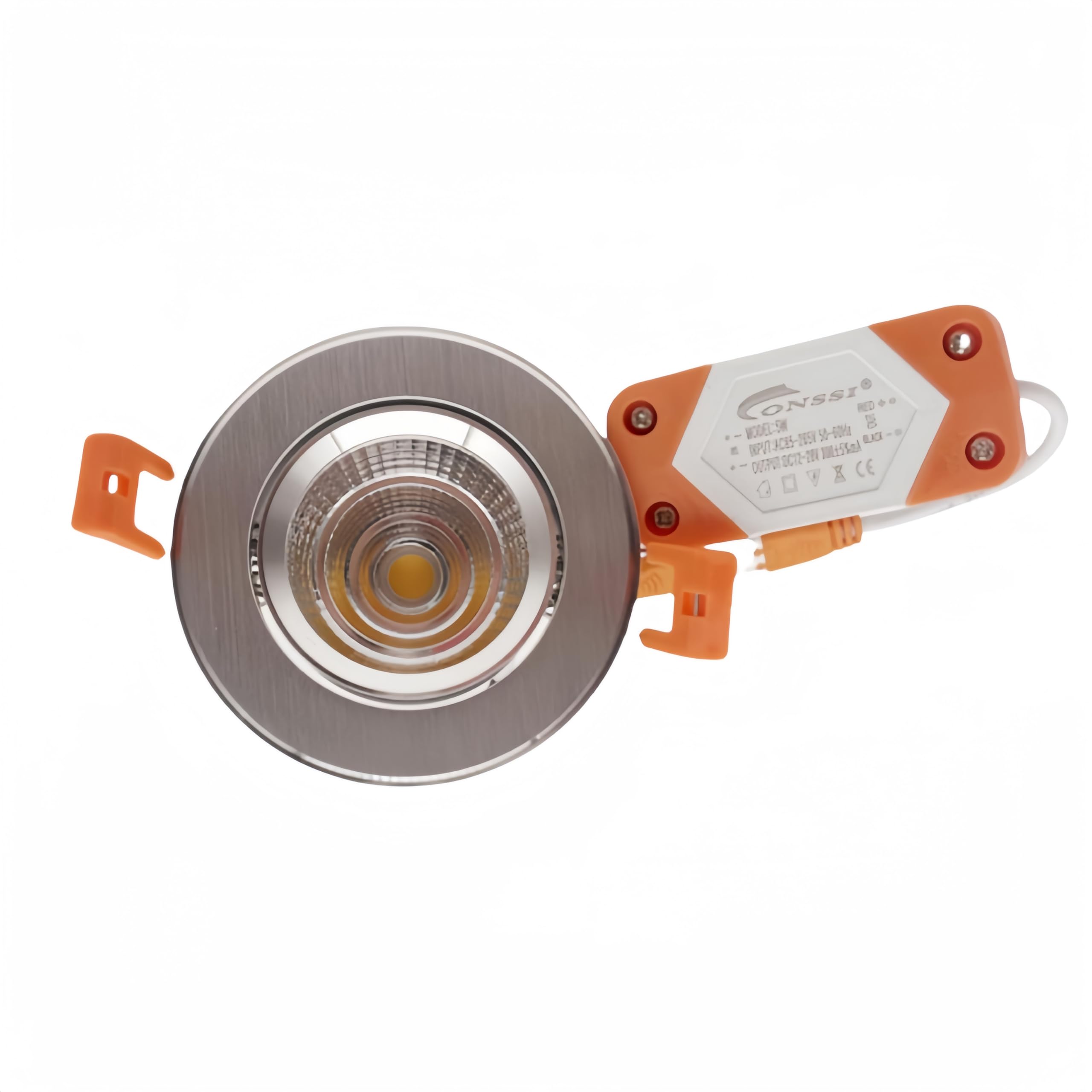 ONSSI Foco Downlight LED de Techo 5W,(Blanco Neutro,Pack 5) Redondo Ø85mm Marco Plateado Empotrado,Downlight Led Pequeño para Techo
