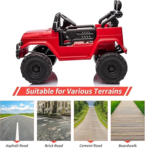 Miniatura 9 de Camión con licencia de 12 V, 7 AH, con control remoto, funciona con pilas, con suspensión de resorte, neumáticos EVA, USB, música, luces LED,