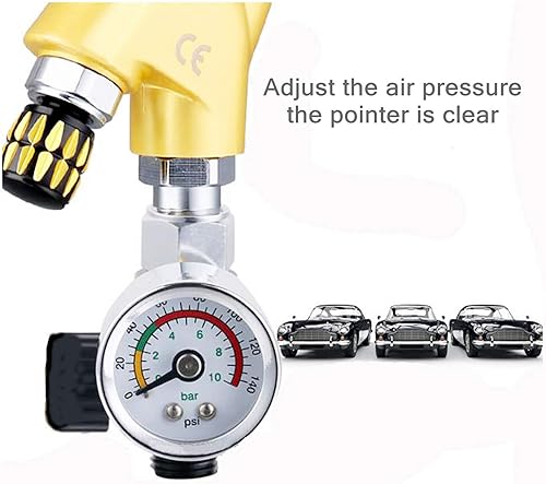Miniatura 5 de Válvula reguladora de ajuste de aire con manómetro para pistola pulverizadora y herramientas neumáticas (14" NPT)