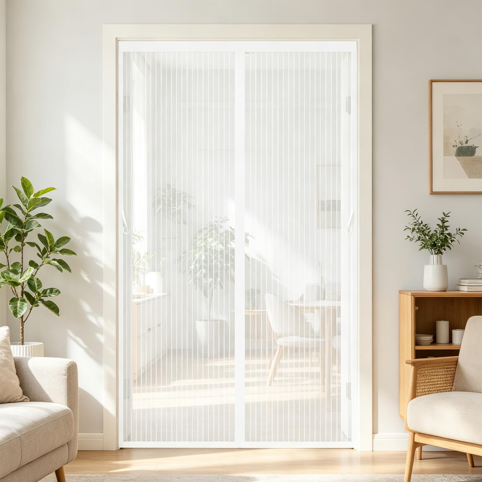 Magnetic Fly Screen for Doors 250 x 195 cm Hundreds of Sizes, Anti Mosquito Mesh Curtain with Powerful Magnets Magnetic Screen Fly for Front Doors, Sliding, White