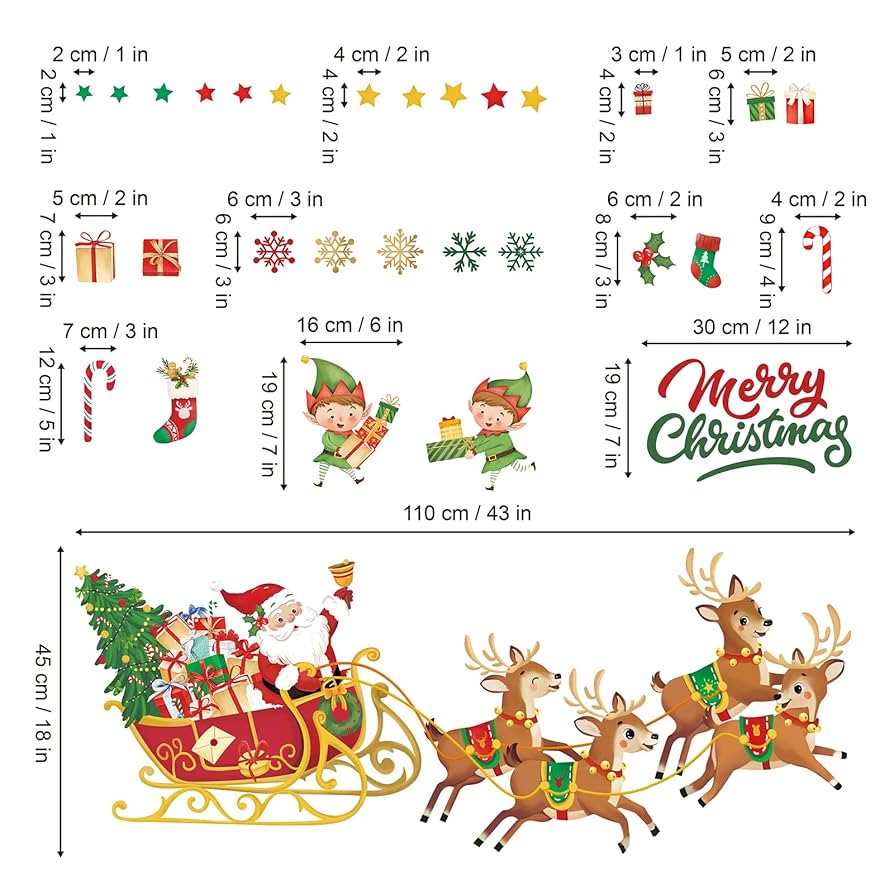 Amazon.com: decalmile Christmas Window Wall Decals Santa