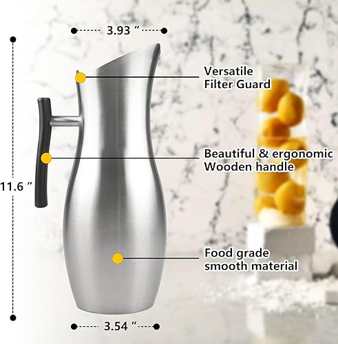 Miniatura 2 de Jarra de agua alcalina de 70 onzas de acero inoxidable con protector de hielo y mango de metal pulido para beber en frío GWENBHMTOOL