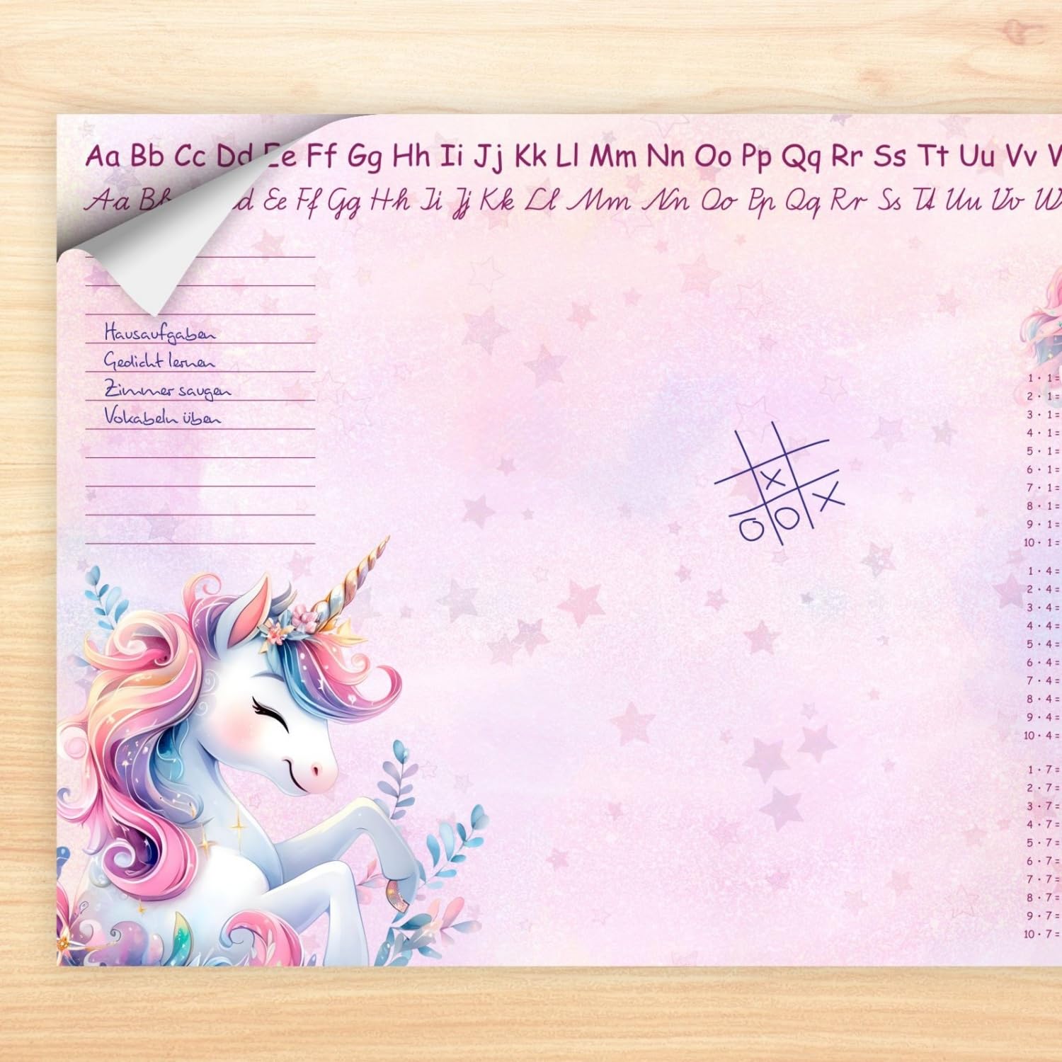 Sous-main Licorne A3 - 50 Feuilles - Avec Tables De Multiplication Et Alphabet - Idéal Pour école Et Maison - 9