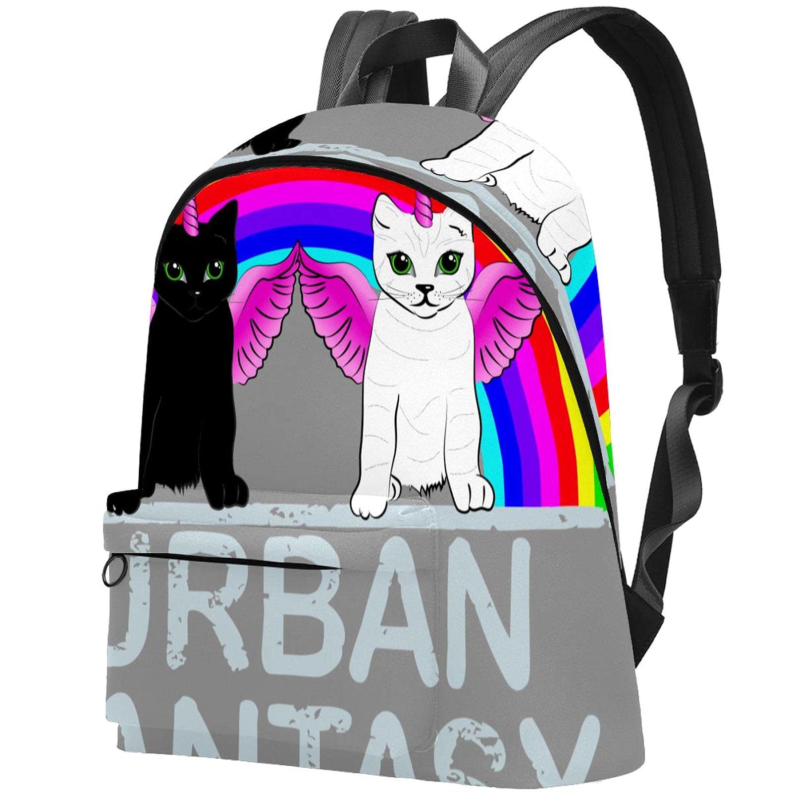 Urban Fantasy Unicorn Cats Laptop Backpack for Men Women, EZIOLY Lightweight Travel Rucksack School Backpack Casual Daypack