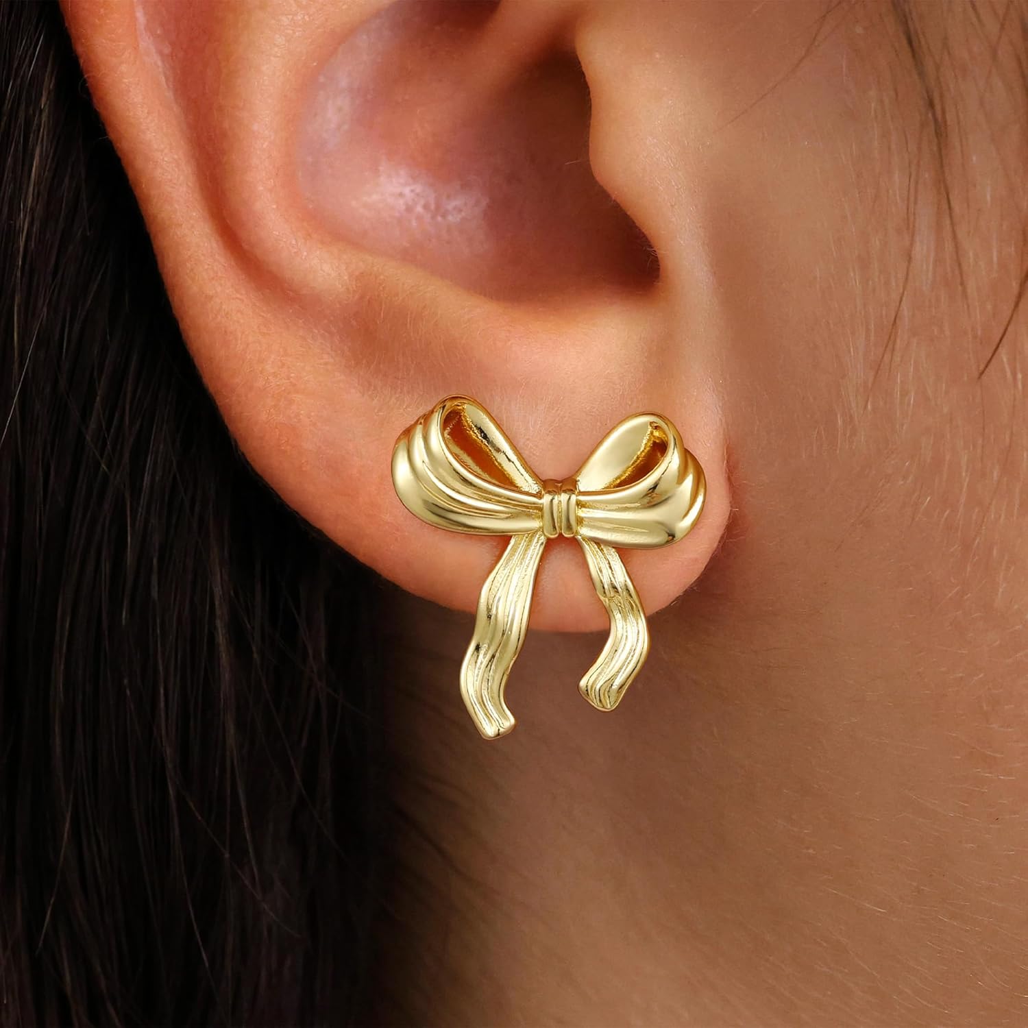 Valentines Day Gifts for Kids Her Teen Girls - Gold Bow Earrings for Women Jewelry Huggie Hoop Stud Earrings Hypoallergenic CZ Pearl Drop Bow Earring Gifts for Girls Wedding Birthday Gifts - Image 5