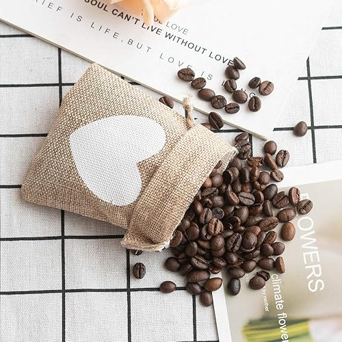 Miniatura 2 de Shallylu 50 bolsas de regalo de arpillera con cordón, bolsas de lino con cordón de arpillera, bolsas de joyería para bodas, cumpleaños, Navidad,