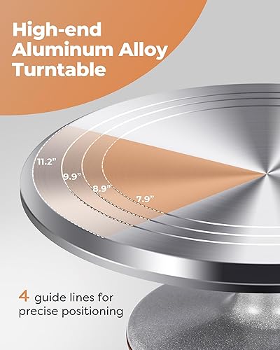 Miniatura 3 de Kootek Tocadiscos de aluminio para tartas, soporte giratorio para tartas de 12 pulgadas, 35 piezas de suministros de kit de decoración de pasteles