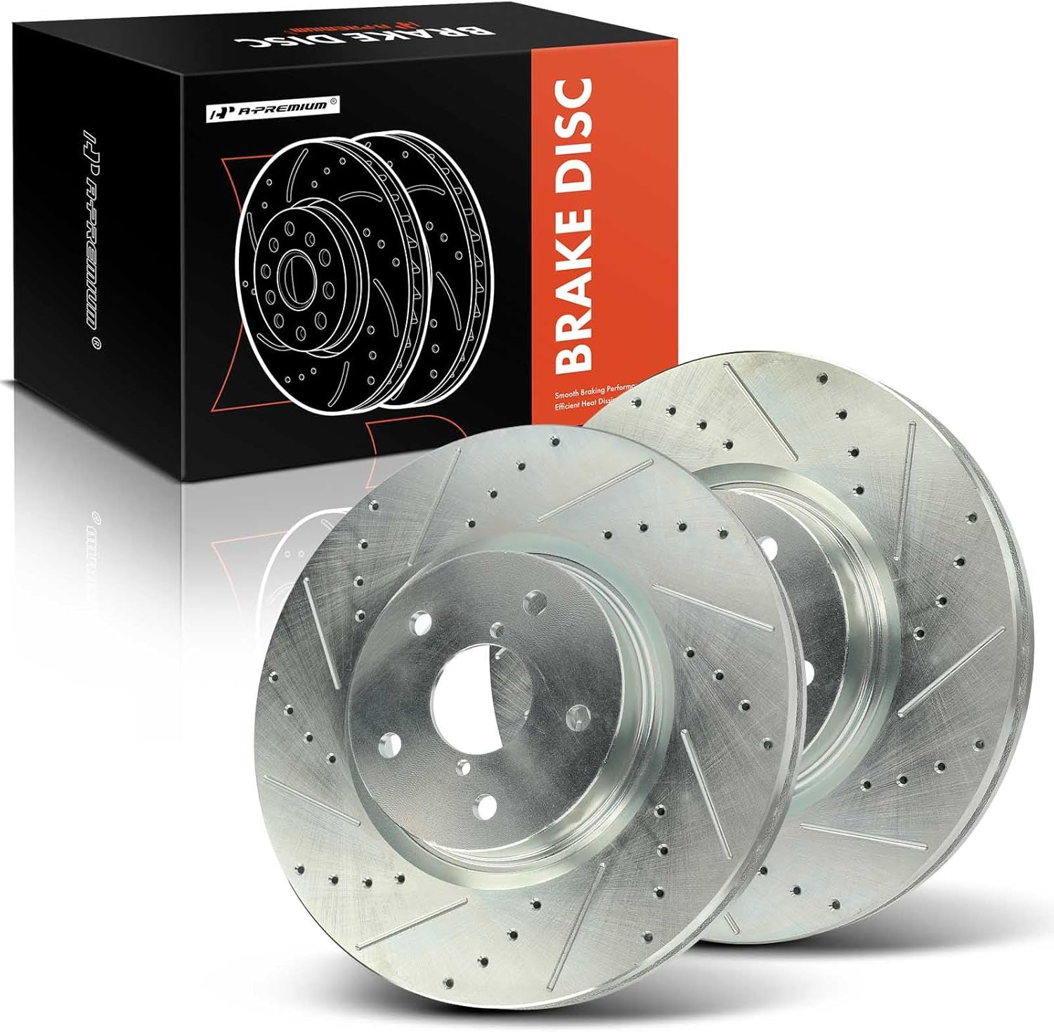 A-Premium 12.42 inch (315.5mm) Front Drilled and Slotted Disc Brake Rotors Compatible with Select Subaru Models - Outback 2015-2019, Legacy 2015-2019, Tribeca 2008-2014, B9 Tribeca, WRX, 2-PC Set