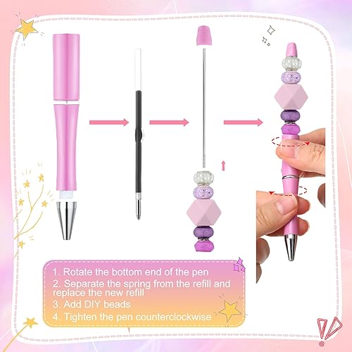 Miniatura 4 de Kosiz 150 bolígrafos de plástico con cuentas a granel, bolígrafo de cuentas surtidas, bolígrafos de cuentas de tinta negra, regalo para niños,