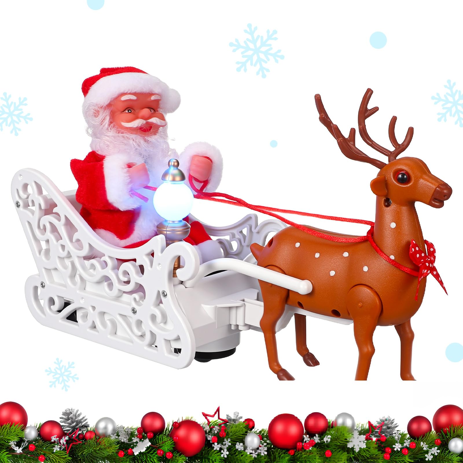 Amazon | NUOLUX クリスマス サンタソリ 電動サンタクロースとトナカイ