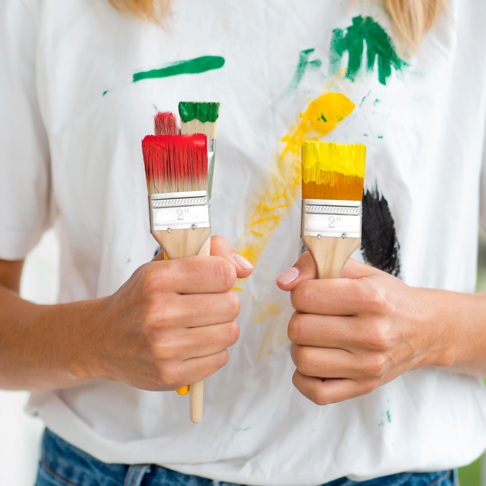 30 Stück Pinselset Beizpinsel mit Dickem Holzgriff Flachpinsel Leicht und Vielseitig für Malerarbeiten und Heimwerkerbedarf zum Streichen von Holz und Wänden