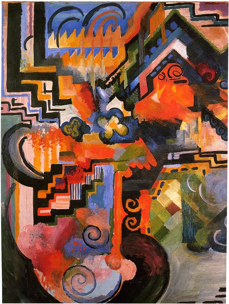 Composition colorée par August Macke affiche toile de décoration murale - 5