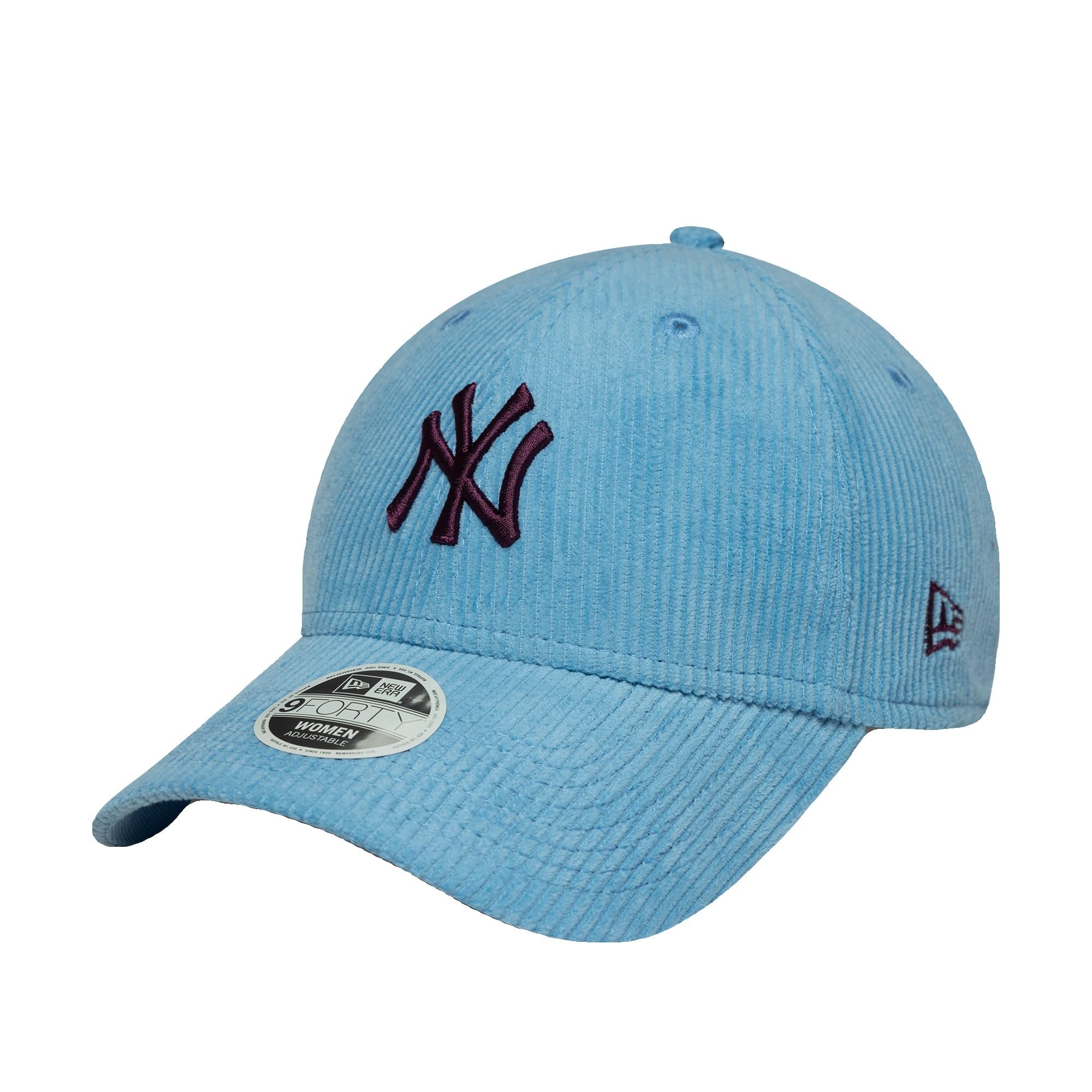 New Era Women's Blue 9Forty Cord Contrast Yankees Capera /Men - Mlb Cap Baseball Metal Buckle, With Peak All-Season Spring Summer Autumn Winter - One Size