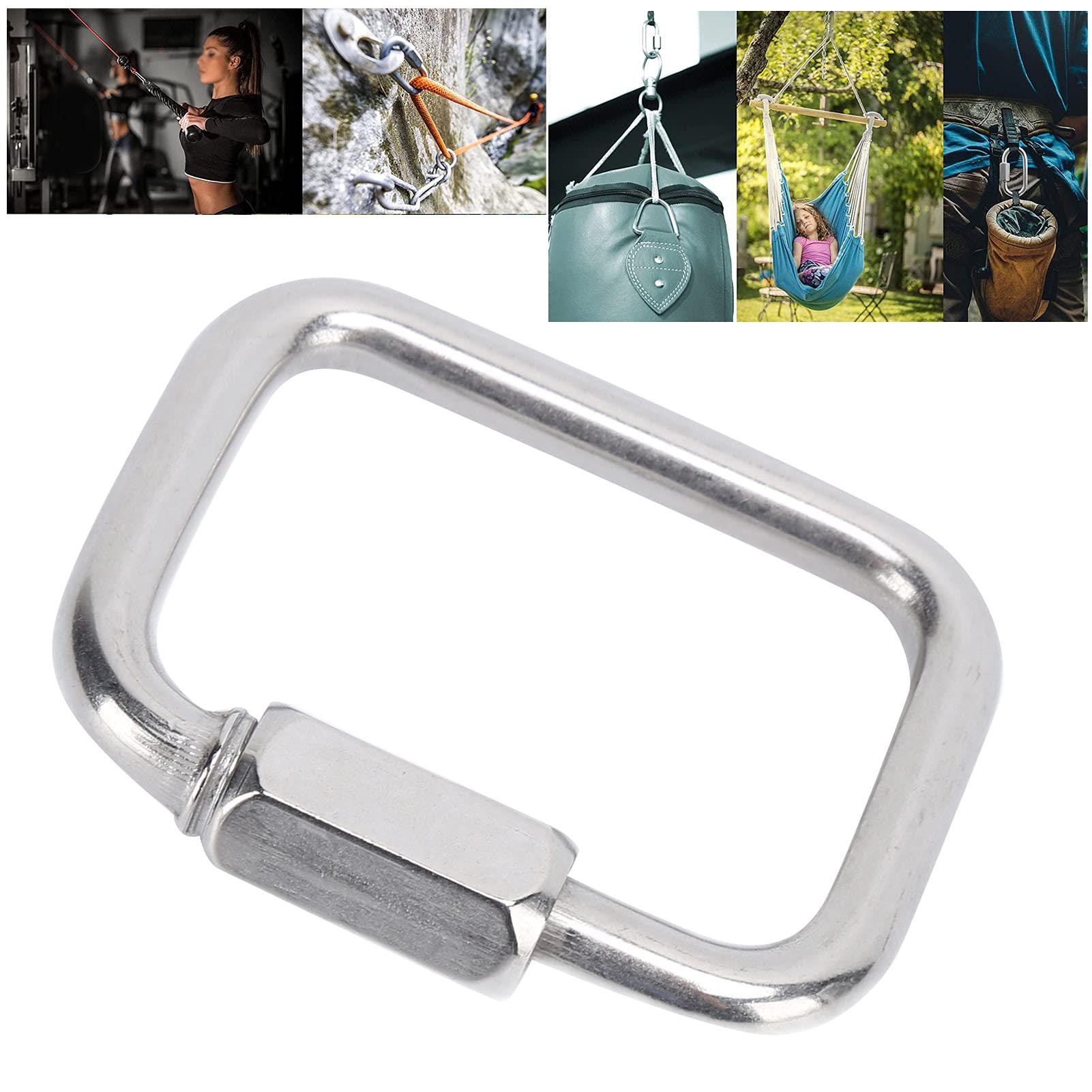 ZIZEV Connecting Buckle, Stainless Steel Chain Link, Resistant, Proof, Multifunctional Four Corner for Camping Hiking Hammock (8mm)