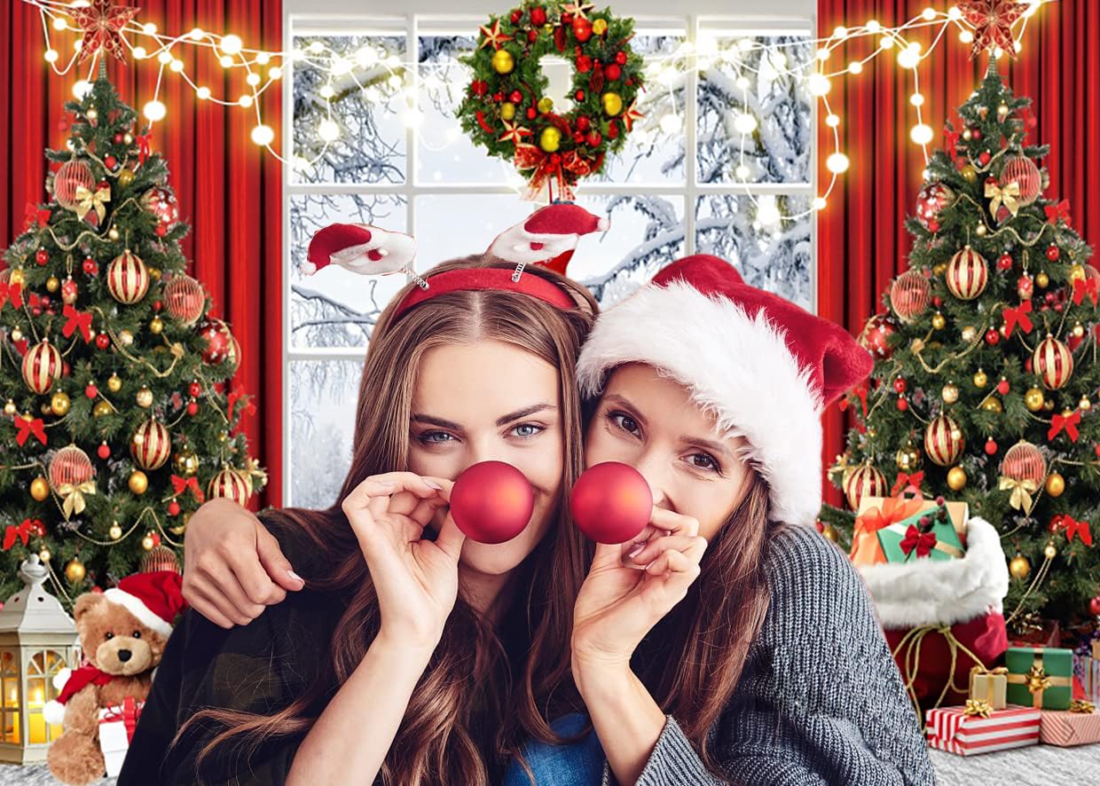 3x2.4m Telón de Fondo Navidad Foto Invierno Ventana árbol de Navidad Regalos Nieve Escena fotografía Fondo Familia niños Retrato sesión de Fotos Vacaciones año Nuevo Fiesta Bandera Decoraciones