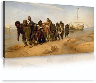 LAIZIHOME Barge Haulers on the Volga Canvas Prints of Ilya Repin Pictures Famous Paintings Replica Artwork Wall Art for Office Home Decor 21.7x43.3inch Innerframe