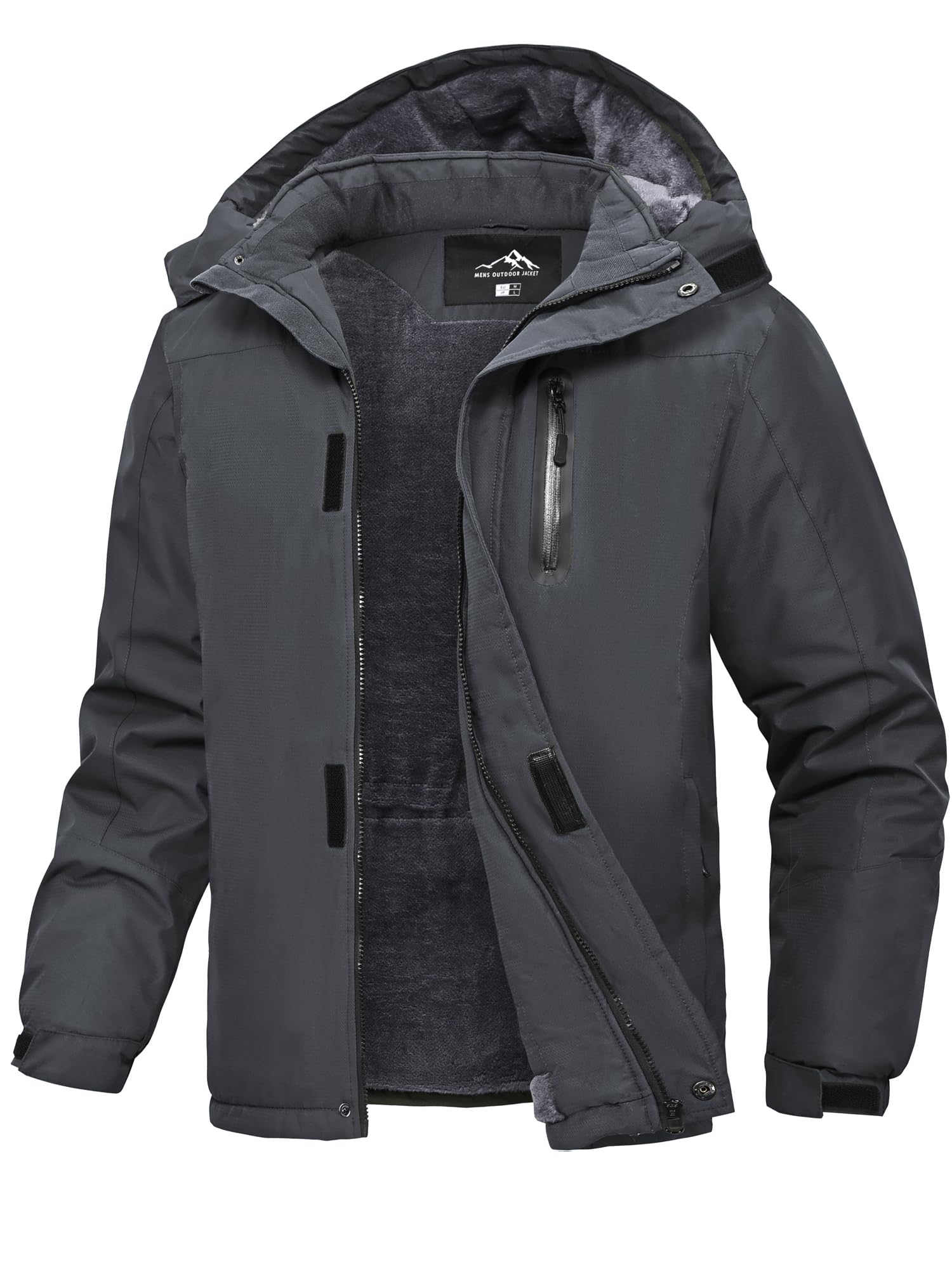 Peakwell Uomo Foderato Giacca Invernale Calda Jacket Impermeabile e Antivento Outdoor Giacchetta Funzionale da Sci con Cappuccio Staccabile