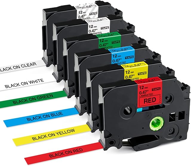 Markurlife Compatible Tapes Replacement for Brother Label Tape 12mm 0.47 TZe-231 TZe-131 TZe-431 TZe-531 TZe-631 TZe-731 Laminated Tape Use for Brother P Touch PT-H110 H105 H101C e110 1005 Label Maker