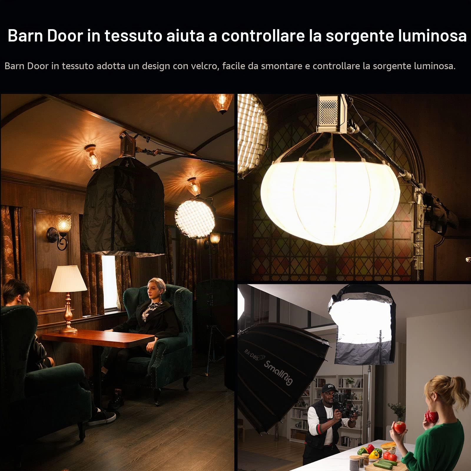 SMALLRIG Lanterna Softbox Modificatore di Luce Soffusa con Porte in Tessuto, 65 cm Compatibile con SMALLRIG Video Light 120B, 120D, 220B, 220D e Altre Luci Bowens Mount - 3754