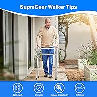 Vista 4 de supregear Puntas para caminar (paquete de 4), puntas de repuesto de goma resistente de 1 1/8 pulgadas para caminante, cómoda, silla de ducha, banco