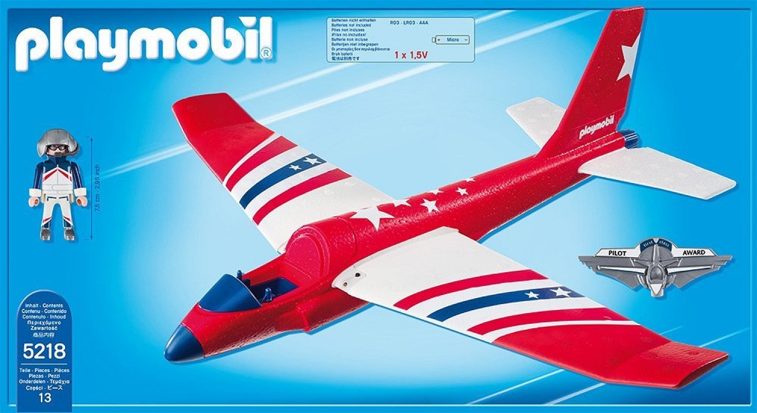 PLAYMOBIL Aire Libre - Sports & Action Planeador con Estrellas y Luces LED Circuitos y playsets para Coches de jugete, Color Multicolor 5218