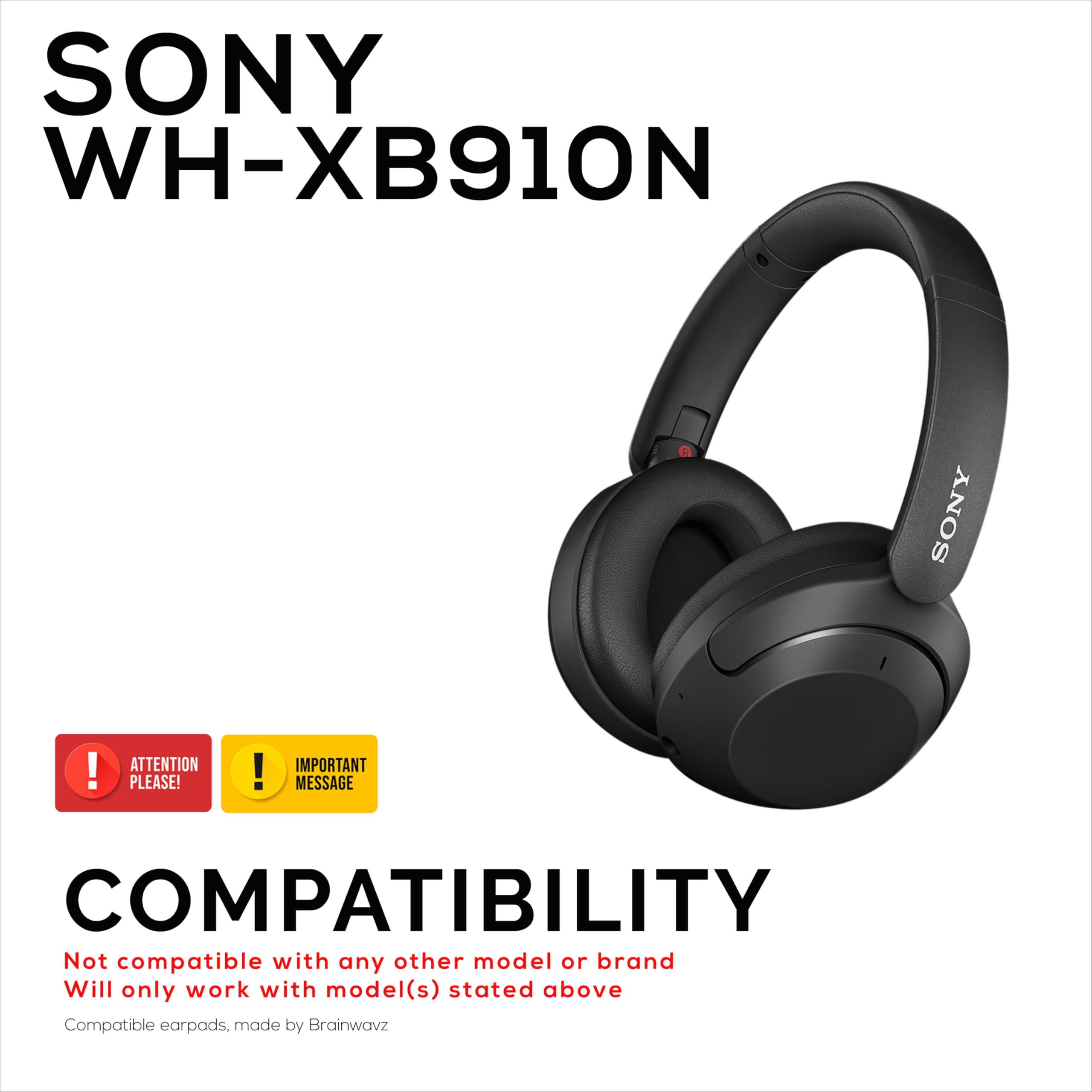 Almohadillas híbridas para auriculares Sony WH-XB910N, gel frío, tela súper suave, piel sintética y espuma viscoelástica más gruesa para mayor comodidad. Brainwavz