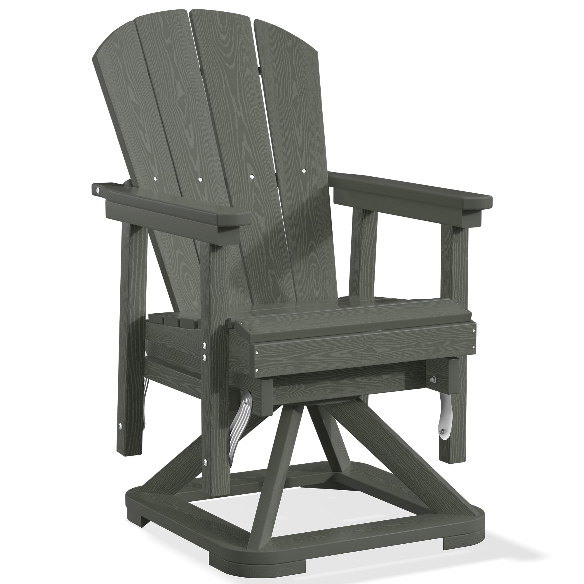 PLUUV Adirondack Swivel Glider Chair, 360° Swivel &amp; Smooth Glide, Grey