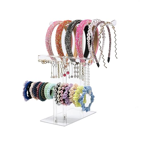 Miniatura 9 de LOVNFC Soporte para la diadema, organizador de accesorios para el cabello, banda de pelo transparente de acrílico para el cabello, soporte de