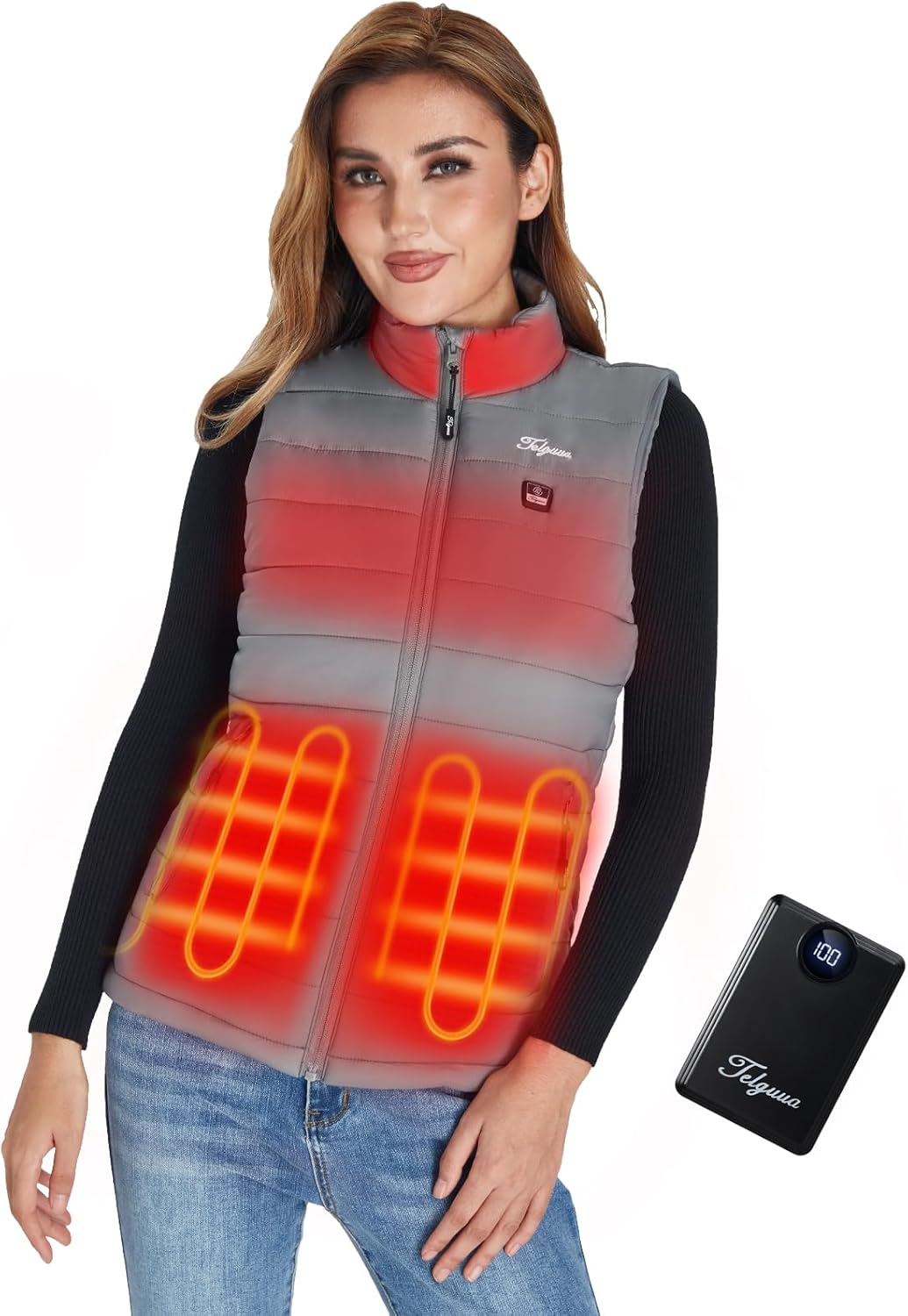 Telguua Heated Vest Women with Battery Pack,Women's Heated Warm Vest Electric Rechargeable Heating Vests