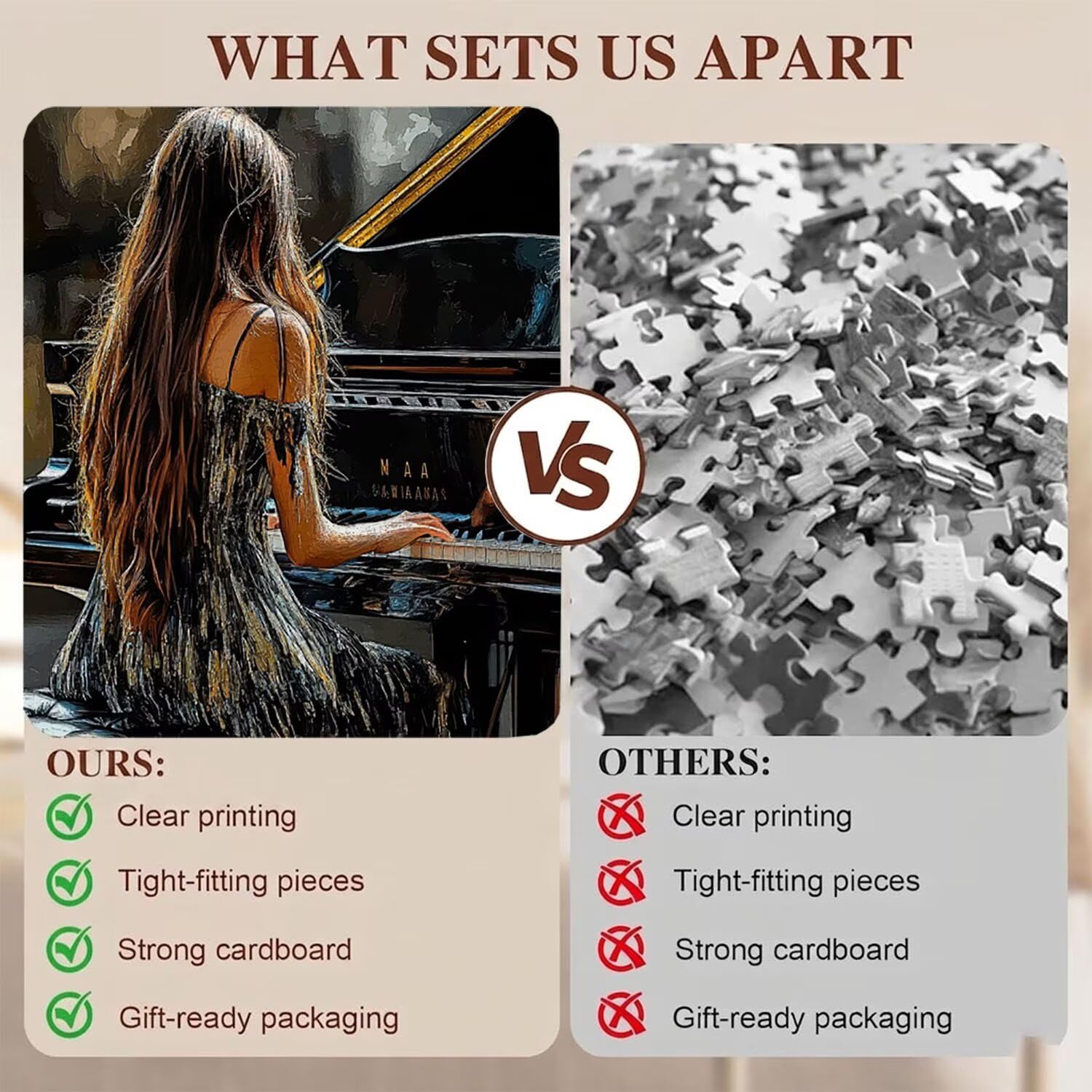Puzzle 5000 Pezzi Classici, Puzzle Bellezza pianoforte, 156 x 105 cm, Gioco Educativo e Antistress in Legno con Poster Incluso, Ttività DIY per Famiglia, Regalo per Appassionati, Decor Parete, f0-747