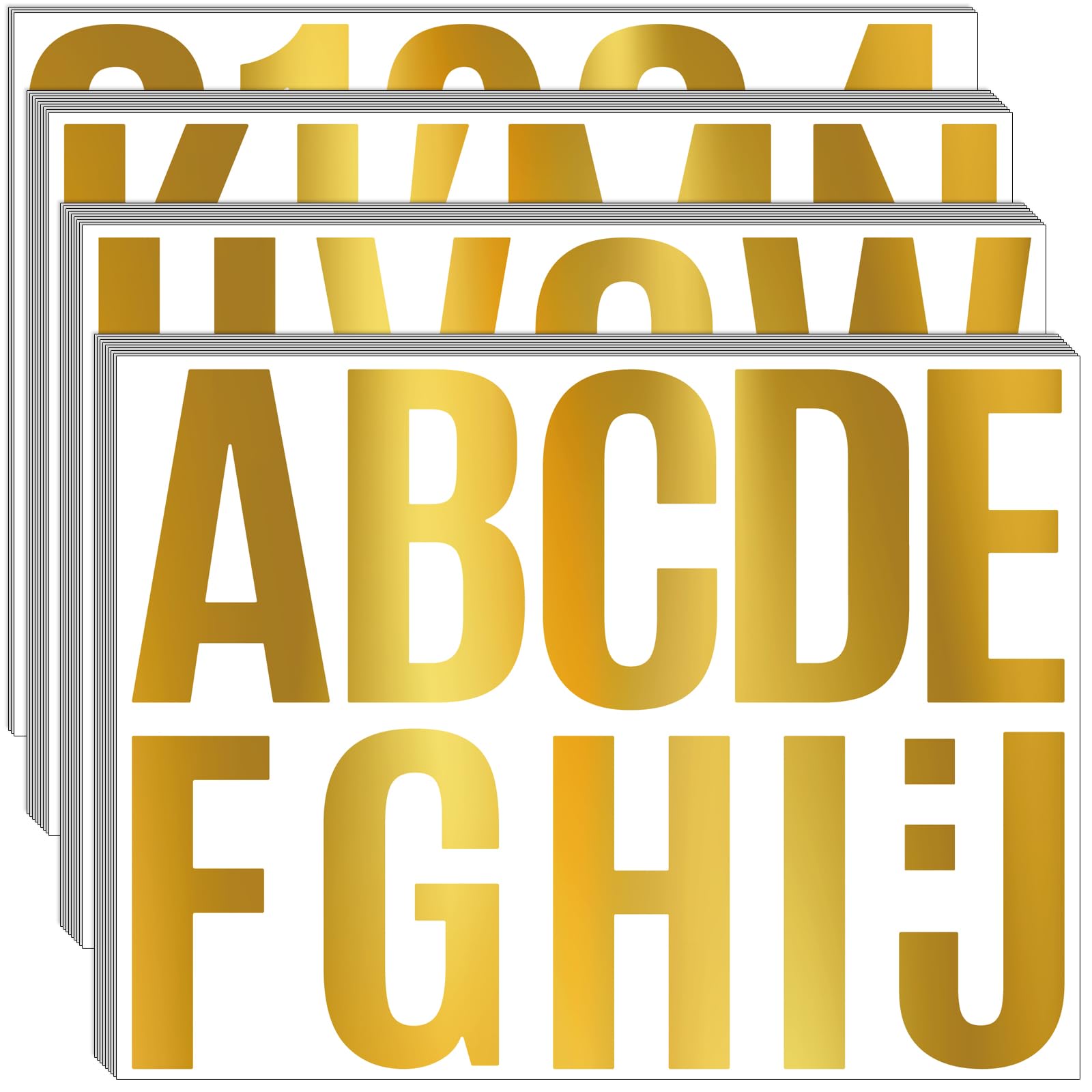Bemeol 30 Sheets Large Letter Sickers 4 inch Vinyl Letter Alphabet Number Stickers for Bulletin Board Classroom Mailbox Home Decor(Gold)