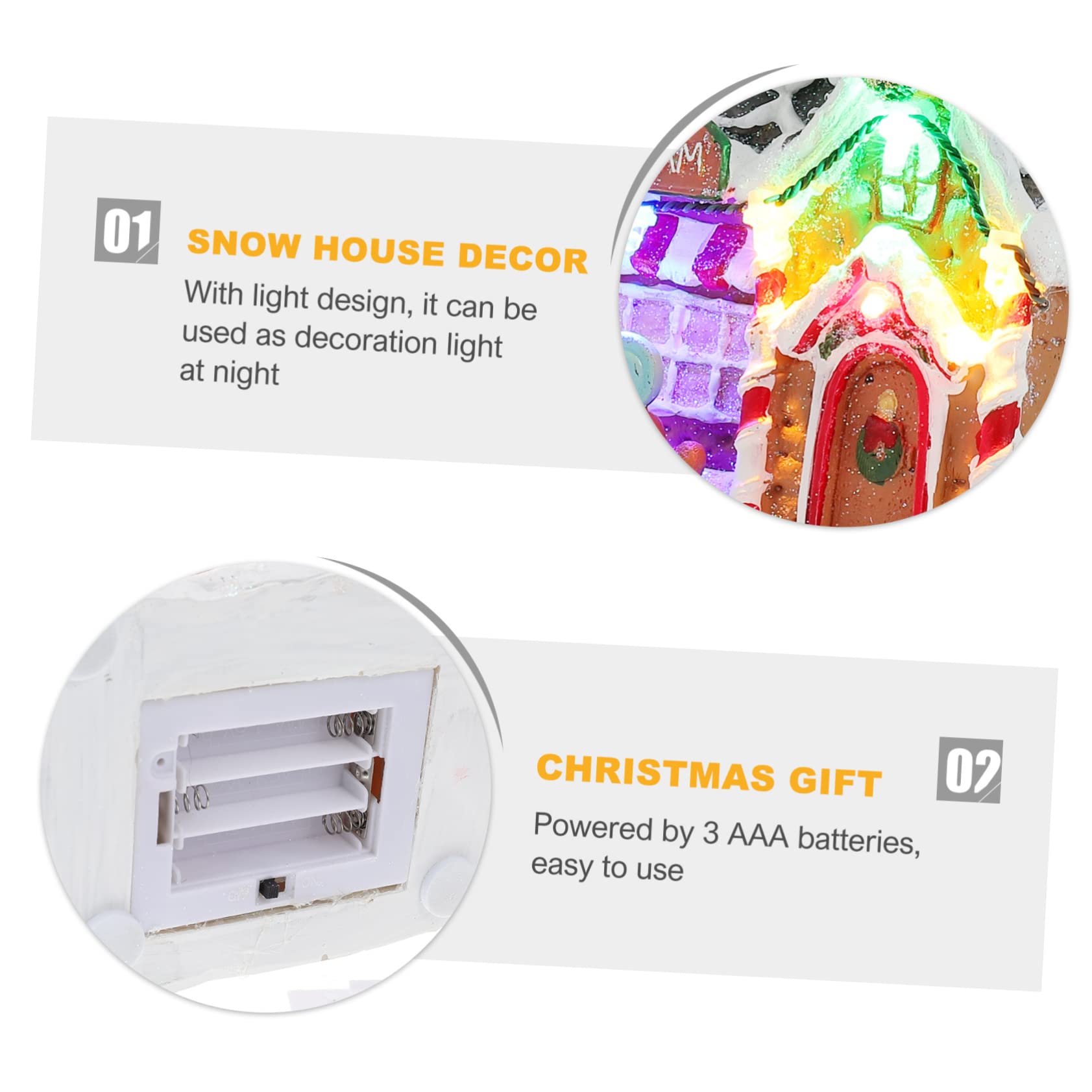 Amosfun Adorno Navideño de Resina Luz LED para Embellecimiento de Casa de Invierno, Acabado Fino y Color Festivo Adecuado para Fiestas de Navidad y Oficina