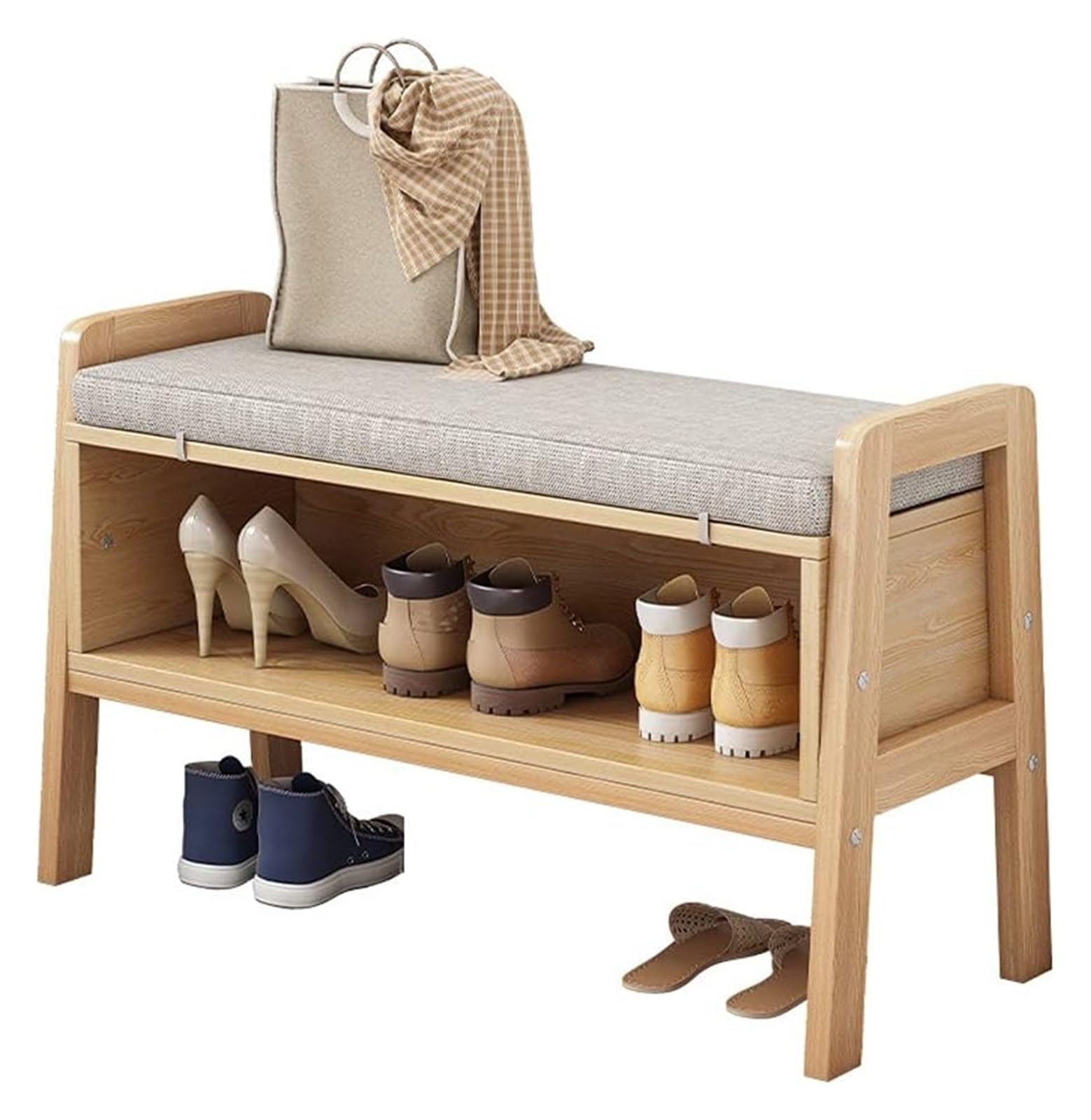 Organisateur de chaussures avec siège pour soulager le dos en couloir