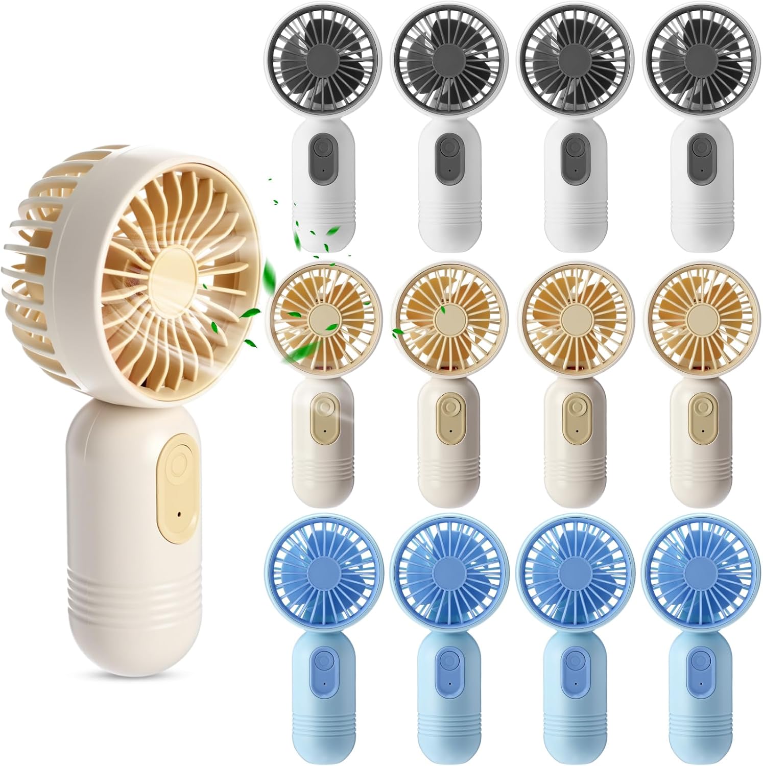 Rossesay 24 Pack Mini Portable Fan Bulk for Travel 3 Speeds, Rechargeable USB Battery Operated, Small Handheld Personal Eyelash Fans for Women Men Indoor Outdoor(Multicolor)