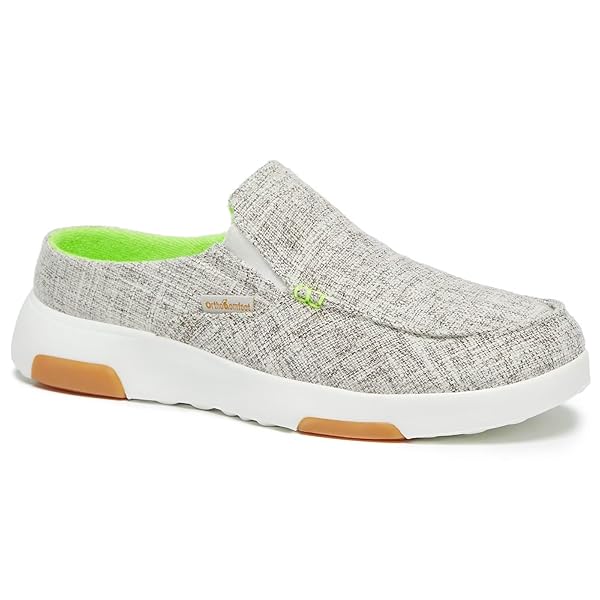 OrthoComfoot Women's Orthopedic Slip-On Loafers Walking Shoes: Comfortable Arch Support Slippers for Plantar Fasciitis, Casual Canvas Orthotic Mule Clogs for Foot Heel Pain Relief