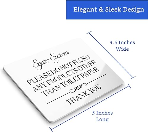 Miniatura 2 de Letrero de papel higiénico con texto en inglés No ras (acrílico blanco de 5 x 3.5 pulgadas), letrero de papel higiénico seguro para el séptico,