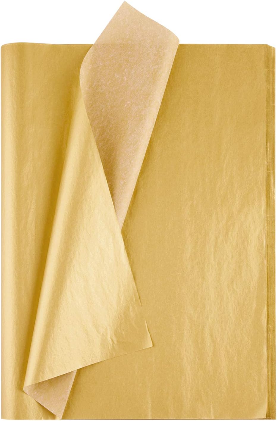 MIAHART 50 Sheets Metallic Gold Tissue 20X14 Inch Gift Wrap Paper Bulk Gift Wrapping Accessory Wrap for Wedding Birthday Party Favor Decor DIY Fringes Shredded Fill Confetti (Gold)