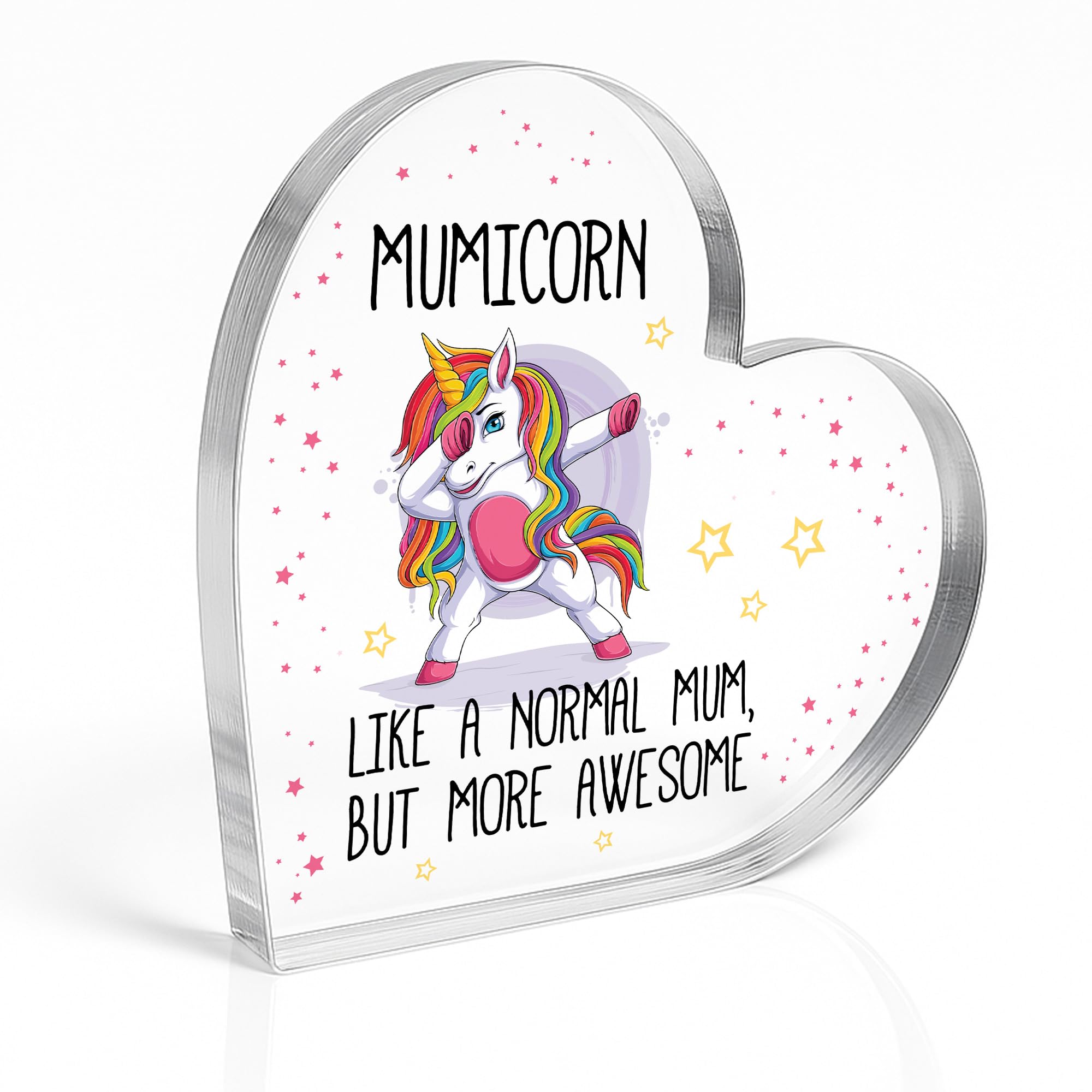 Red Ocean Beautiful For Mum Heart Acrylic Plaque Mumicorn AWESOME MUM Thank You for Birthday Christmas From Daughter Son