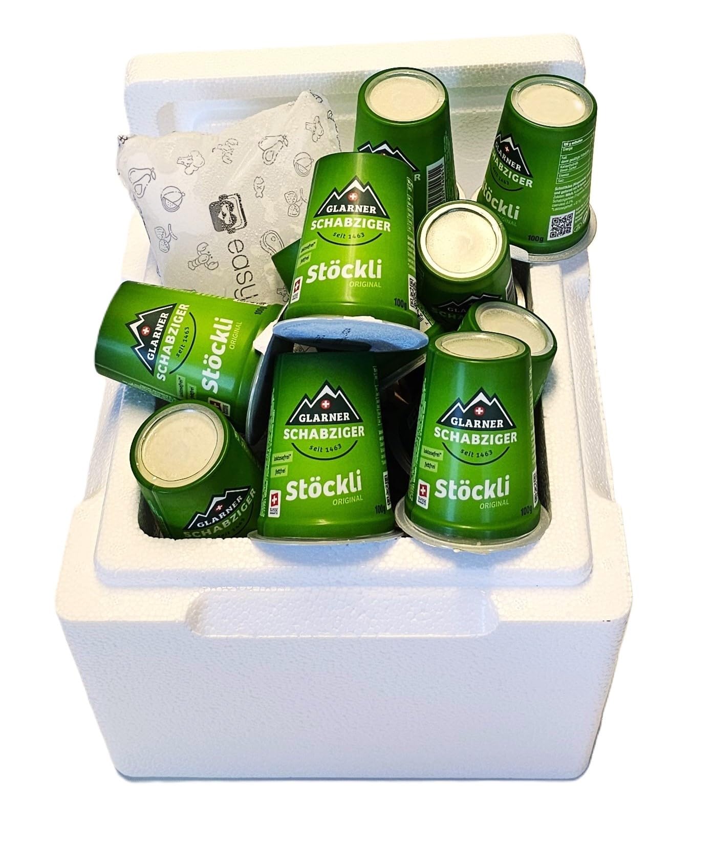 Swiss Schabziger Stöckli fettarmer Käse Schweizer Reibekäse 10x100g GLARNER SCHABZIGER Kühlversand